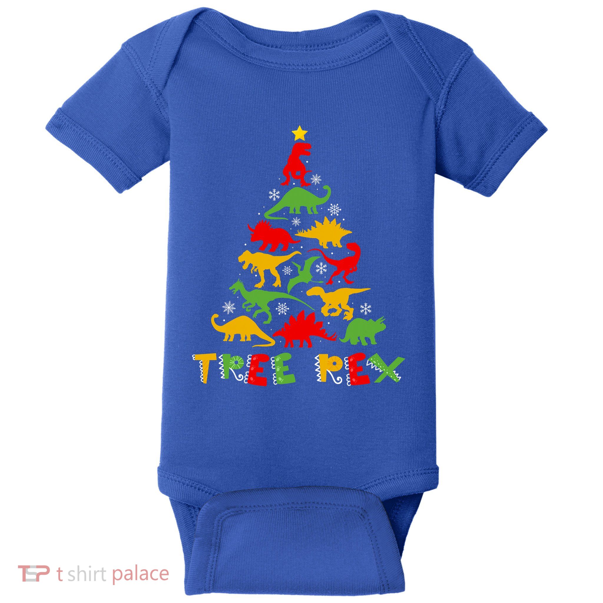 Merry Christmas Tree Rex Dinosaur Snowing Xmas Day Funny Gift Cool Gift Baby Bodysuit