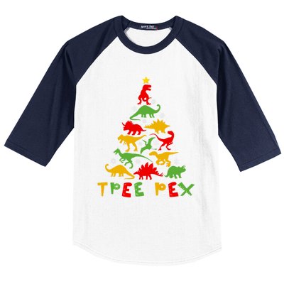 Merry Christmas Tree Rex Dinosaur Snowing Xmas Day Funny Gift Cool Gift Baseball Sleeve Shirt