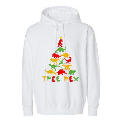 Merry Christmas Tree Rex Dinosaur Snowing Xmas Day Funny Gift Cool Gift Garment-Dyed Fleece Hoodie