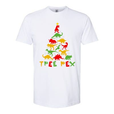 Merry Christmas Tree Rex Dinosaur Snowing Xmas Day Funny Gift Cool Gift Softstyle® CVC T-Shirt