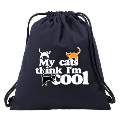 My Cats Think IM Cool Funny Cat Person Drawstring Bag