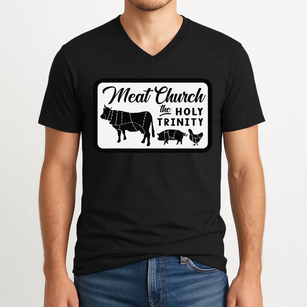 Meat Church The Holy Trinity Barbecue Grilling V-Neck T-Shirt