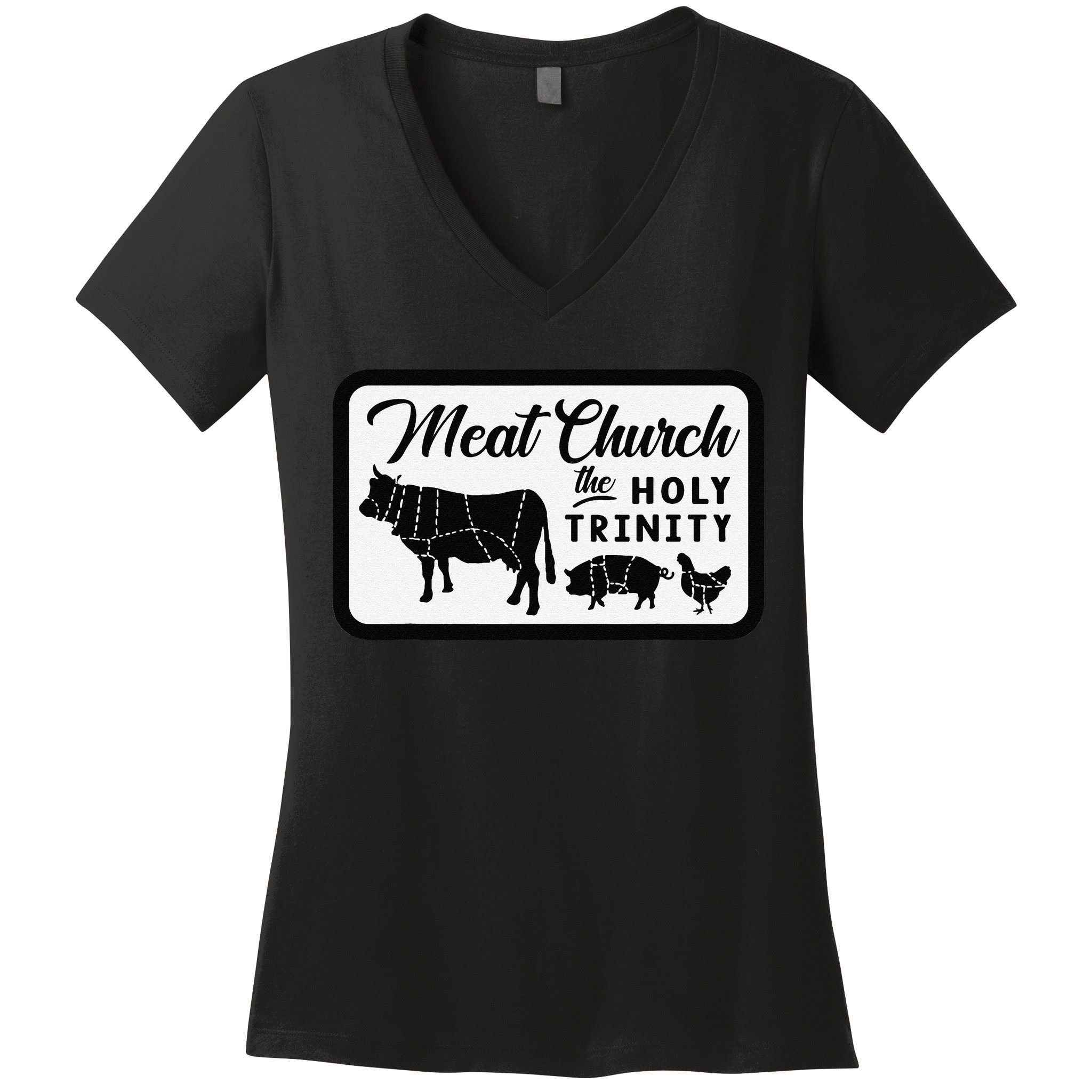 Meat Church The Holy Trinity Barbecue Grilling Women's V-Neck T-Shirt