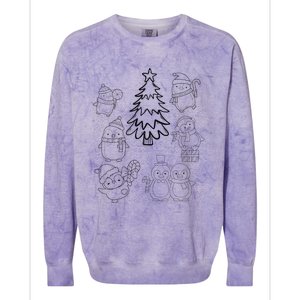 Merry Christmas Tree Penguin Xmas Diy Coloring Colorblast Crewneck Sweatshirt