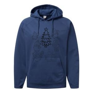 Merry Christmas Tree Penguin Xmas Diy Coloring Performance Fleece Hoodie