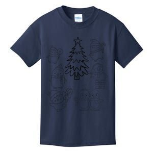 Merry Christmas Tree Penguin Xmas Diy Coloring Kids T-Shirt