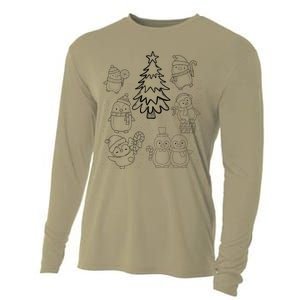 Merry Christmas Tree Penguin Xmas Diy Coloring Cooling Performance Long Sleeve Crew