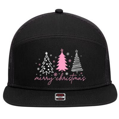 Merry Christmas Trees Winter Snow Snowflakes Girly Tank Top 7 Panel Mesh Trucker Snapback Hat