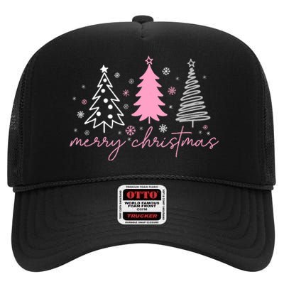 Merry Christmas Trees Winter Snow Snowflakes Girly Tank Top High Crown Mesh Back Trucker Hat