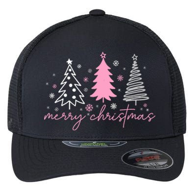 Merry Christmas Trees Winter Snow Snowflakes Girly Tank Top Flexfit Unipanel Trucker Cap