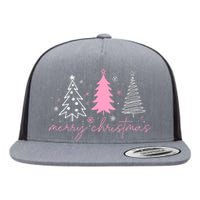 Merry Christmas Trees Winter Snow Snowflakes Girly Tank Top Flat Bill Trucker Hat