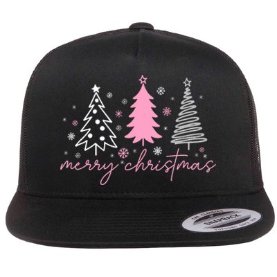 Merry Christmas Trees Winter Snow Snowflakes Girly Tank Top Flat Bill Trucker Hat