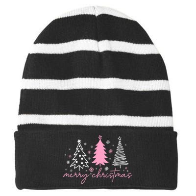 Merry Christmas Trees Winter Snow Snowflakes Girly Tank Top Striped Beanie with Solid Band