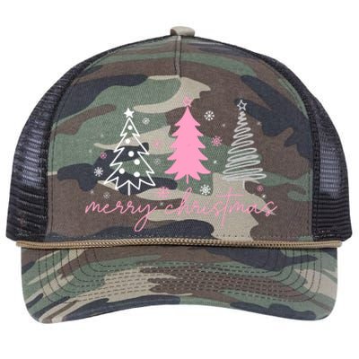 Merry Christmas Trees Winter Snow Snowflakes Girly Tank Top Retro Rope Trucker Hat Cap