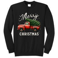 Merry Christmas Tree On Red Truck Wagon Vintage Xmas Sweatshirt