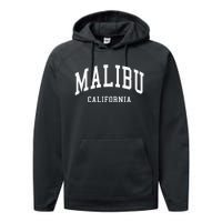 Malibu California Throwback Design Classic Performance Fleece Hoodie