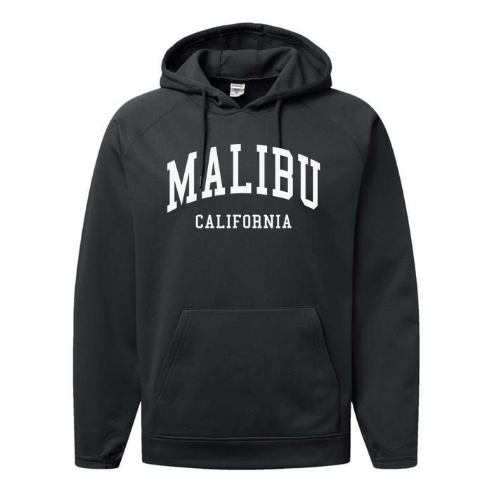 Malibu California Throwback Design Classic Performance Fleece Hoodie