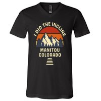 Manitou Colorado The Incline Hike I Did It Retro Sunset V-Neck T-Shirt