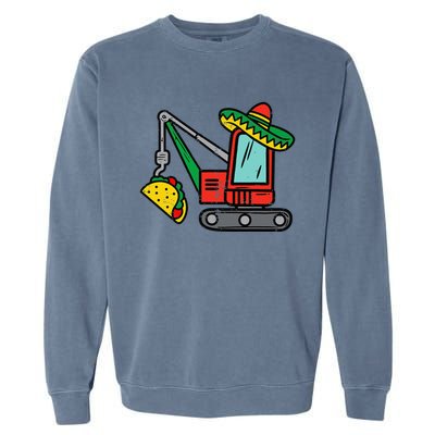 Mexican Crane Tacos Cinco De Mayo Fiesta Garment-Dyed Sweatshirt