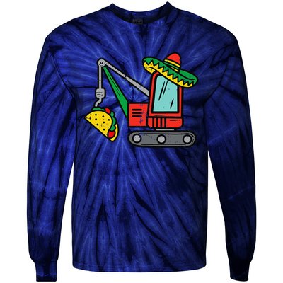 Mexican Crane Tacos Cinco De Mayo Fiesta Tie-Dye Long Sleeve Shirt