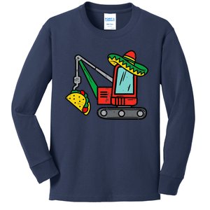 Mexican Crane Tacos Cinco De Mayo Fiesta Kids Long Sleeve Shirt