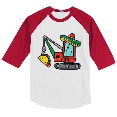 Mexican Crane Tacos Cinco De Mayo Fiesta Kids Colorblock Raglan Jersey