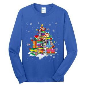 Merry Christmas Tree Reading Books Lover Librarian Nerd Gift Tall Long Sleeve T-Shirt