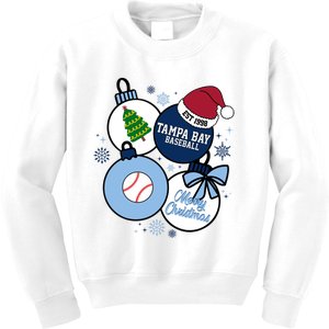 Merry Christmas Tampa Bay Baseball Est 1998 Kids Sweatshirt