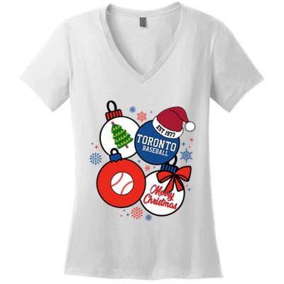 Merry Christmas Toronto Baseball Est 1977 Women's V-Neck T-Shirt
