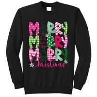 Merry Christmas Tree Lights Pin.K Plaid Christmas Vibes Women Sweatshirt