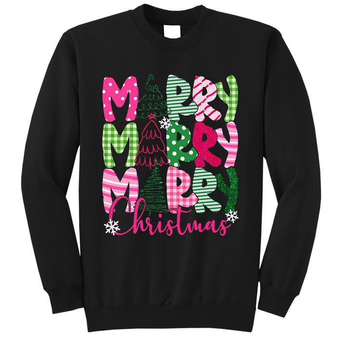 Merry Christmas Tree Lights Pin.K Plaid Christmas Vibes Women Sweatshirt