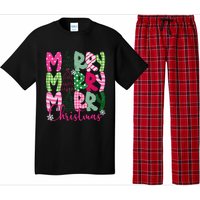 Merry Christmas Tree Lights Pin.K Plaid Christmas Vibes Women Pajama Set