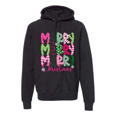 Merry Christmas Tree Lights Pin.K Plaid Christmas Vibes Women Premium Hoodie