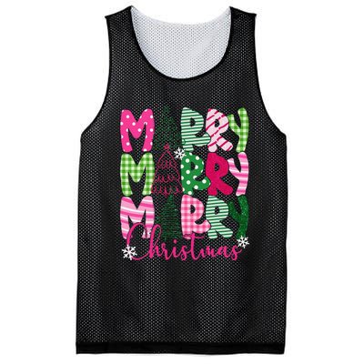 Merry Christmas Tree Lights Pin.K Plaid Christmas Vibes Women Mesh Reversible Basketball Jersey Tank