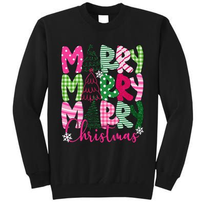 Merry Christmas Tree Lights Pin.K Plaid Christmas Vibes Women Tall Sweatshirt