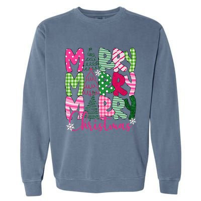 Merry Christmas Tree Lights Pin.K Plaid Christmas Vibes Women Garment-Dyed Sweatshirt