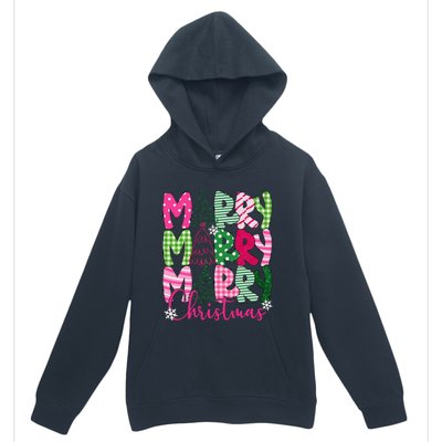 Merry Christmas Tree Lights Pin.K Plaid Christmas Vibes Women Urban Pullover Hoodie