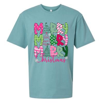 Merry Christmas Tree Lights Pin.K Plaid Christmas Vibes Women Sueded Cloud Jersey T-Shirt