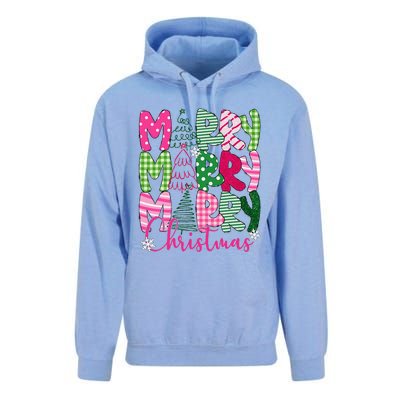 Merry Christmas Tree Lights Pin.K Plaid Christmas Vibes Women Unisex Surf Hoodie