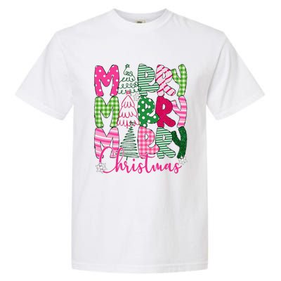 Merry Christmas Tree Lights Pin.K Plaid Christmas Vibes Women Garment-Dyed Heavyweight T-Shirt