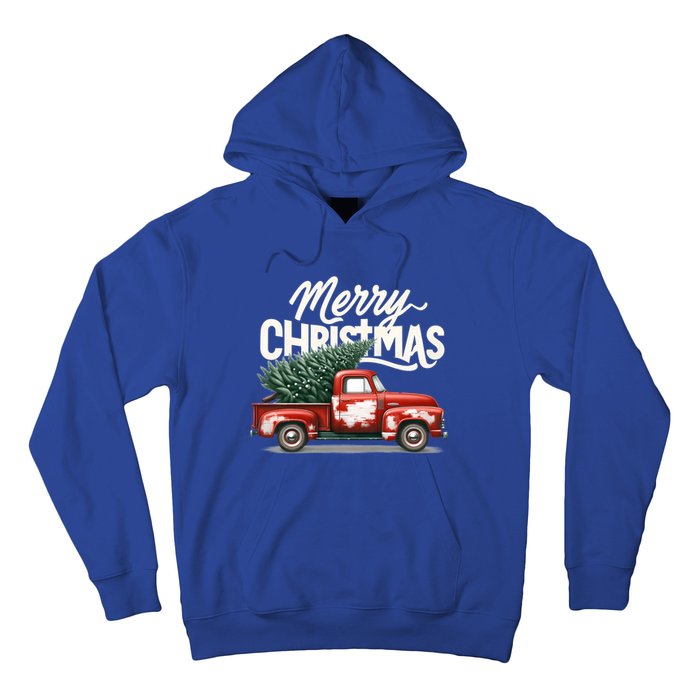 Merry Christmas Tree On Red Car Vintage Wagon Xmas Holiday Great Gift Hoodie