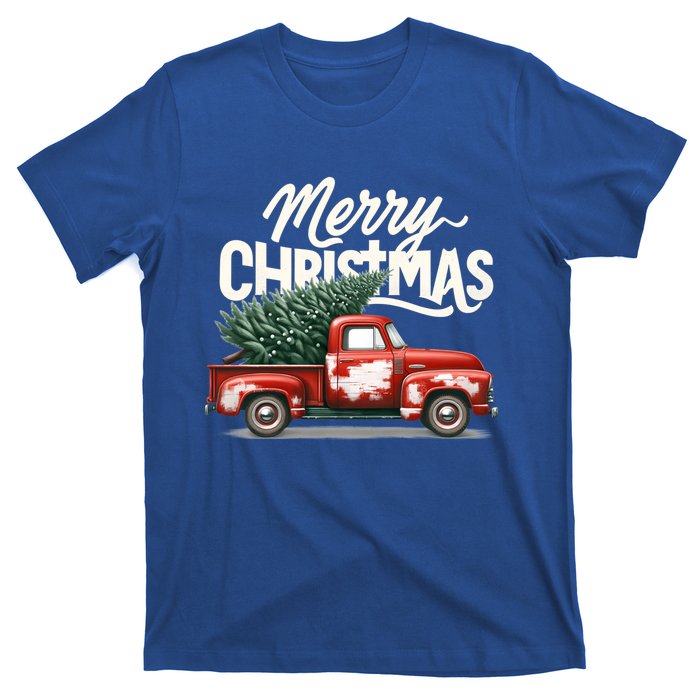 Merry Christmas Tree On Red Car Vintage Wagon Xmas Holiday Great Gift T-Shirt