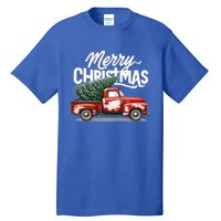 Merry Christmas Tree On Red Car Vintage Wagon Xmas Holiday Great Gift Tall T-Shirt