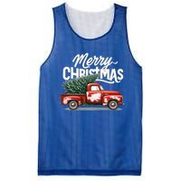 Merry Christmas Tree On Red Car Vintage Wagon Xmas Holiday Great Gift Mesh Reversible Basketball Jersey Tank