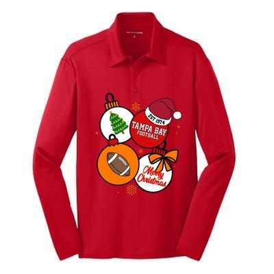 Merry Christmas Tampa Bay Football Est 1974 Silk Touch Performance Long Sleeve Polo