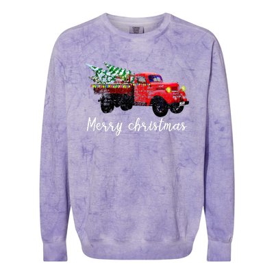 Merry Christmas Truck Colorblast Crewneck Sweatshirt