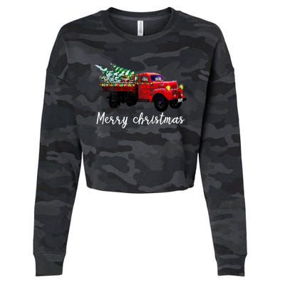 Merry Christmas Truck Cropped Pullover Crew