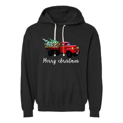 Merry Christmas Truck Garment-Dyed Fleece Hoodie