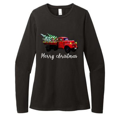 Merry Christmas Truck Womens CVC Long Sleeve Shirt