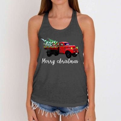 Merry Christmas Truck Women's Knotted Racerback Tank